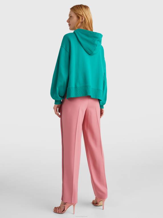 סמלים קפוצ'ונים בהתאמה רגועה NX202630 סמל ירוק Tommy Hilfiger