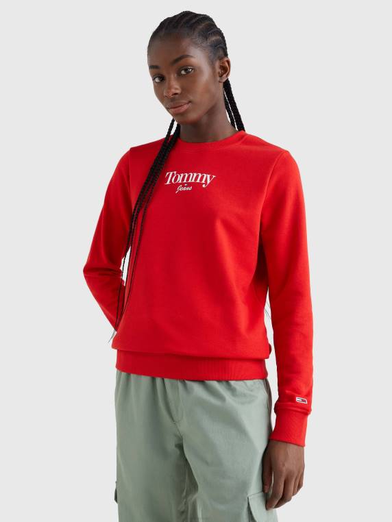 סווטשירט חיוני עם צווארון לוגו NX202640 ארגמן עמוק Tommy Hilfiger