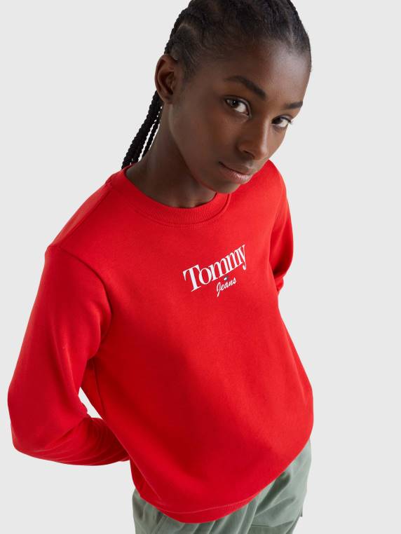 סווטשירט חיוני עם צווארון לוגו NX202640 ארגמן עמוק Tommy Hilfiger