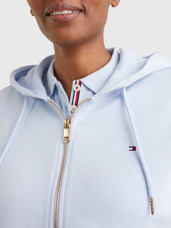 קפוצ'ון כותנה אורגנית עם רוכסן בכושר נינוח NX202650 כחול מבריז Tommy Hilfiger