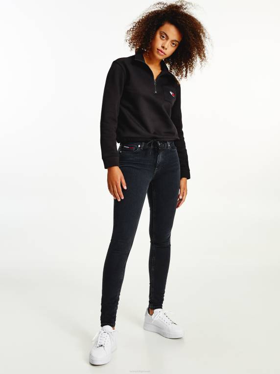 סווטשירט שרוך עם שרוך עם רבע תג NX202652 שָׁחוֹר Tommy Hilfiger