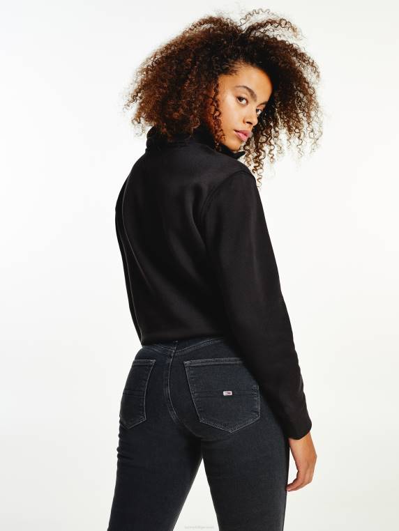 סווטשירט שרוך עם שרוך עם רבע תג NX202652 שָׁחוֹר Tommy Hilfiger