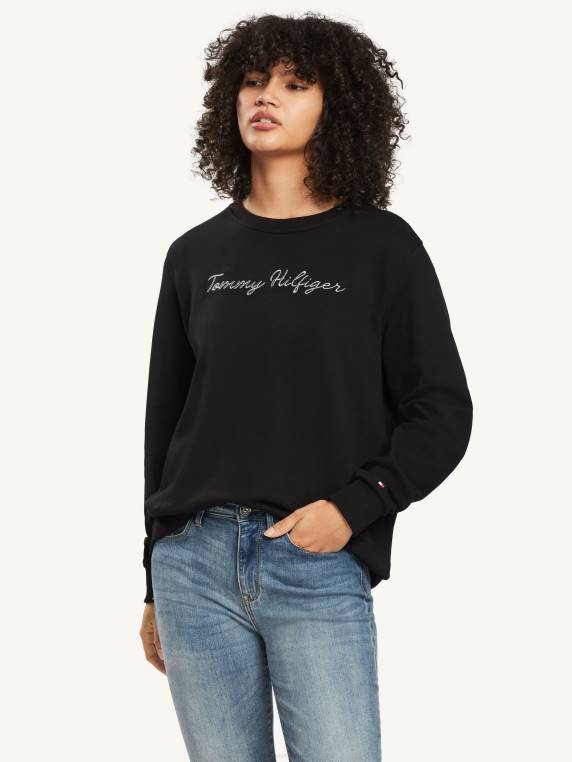 סווטשירט עם צווארון צוואר NX202655 שָׁחוֹר Tommy Hilfiger