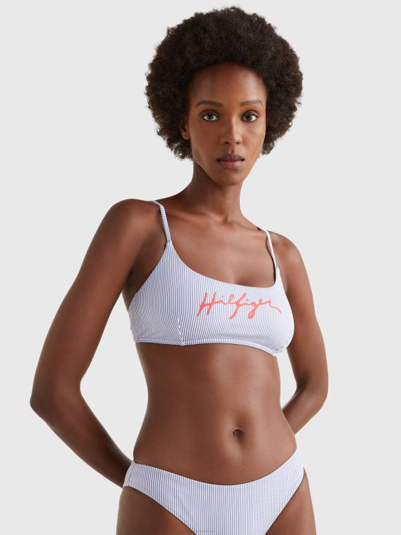 עליונית ביקיני ברלט טוויסט עם לוגו NX202667 פס ithaca כחול Tommy Hilfiger