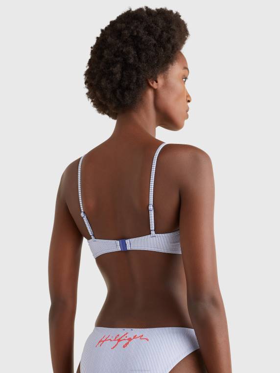 עליונית ביקיני ברלט טוויסט עם לוגו NX202667 פס ithaca כחול Tommy Hilfiger