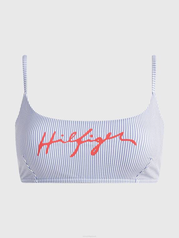 עליונית ביקיני ברלט טוויסט עם לוגו NX202667 פס ithaca כחול Tommy Hilfiger