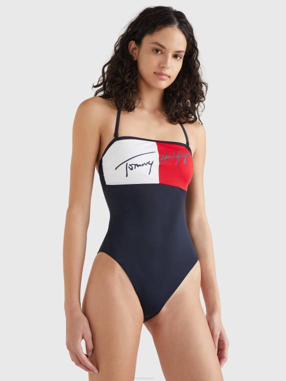 בגד ים בנדו חסום בצבע NX202675 שמיים מדבריים Tommy Hilfiger