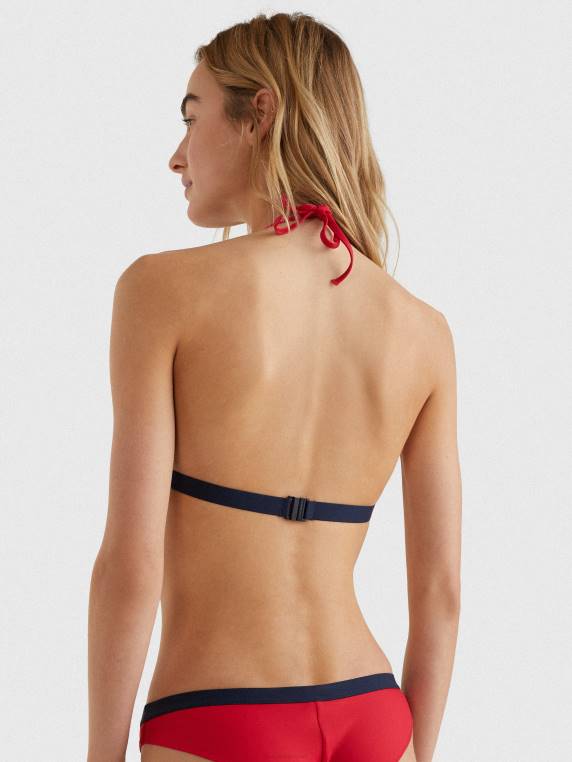 עליונית ביקיני משולש עם חגורת לוגו NX202698 אדום ראשוני Tommy Hilfiger