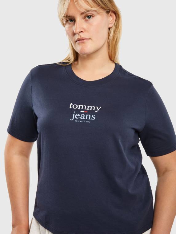 חולצת לוגו חיונית עם עקומה NX202704 צי הדמדומים Tommy Hilfiger