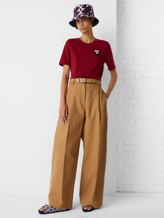 חולצה מונוגרמה מכותנה אורגנית NX202705 סוֹמֶק Tommy Hilfiger