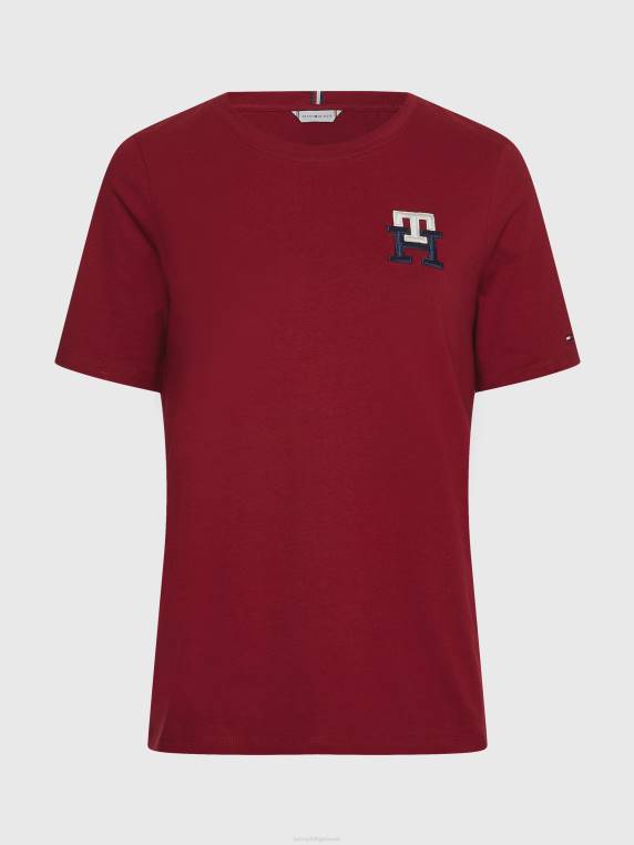 חולצה מונוגרמה מכותנה אורגנית NX202705 סוֹמֶק Tommy Hilfiger