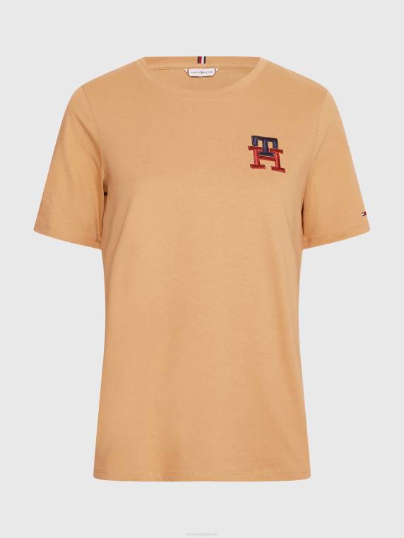 חולצה מונוגרמה מכותנה אורגנית NX202708 חאקי כפרי Tommy Hilfiger