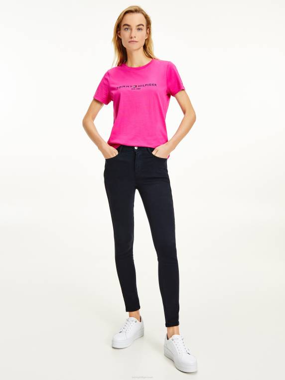 חולצת טריקו חיונית עם צווארון צווארון NX202716 מגנטה אקסצנטרי Tommy Hilfiger