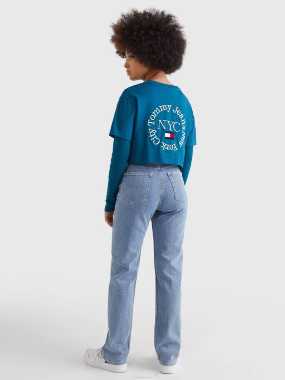 חולצת טי קצוצה לוגו עיגול אחורי NX202735 בֶּנזִין Tommy Hilfiger