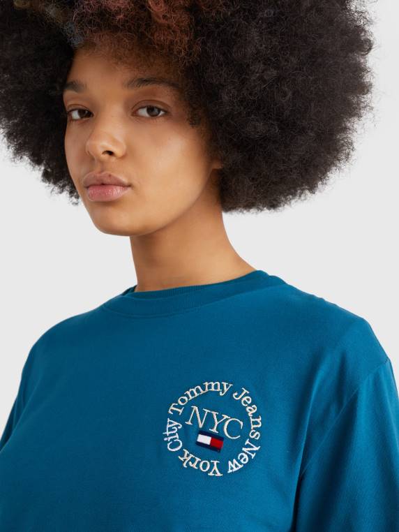 חולצת טי קצוצה לוגו עיגול אחורי NX202735 בֶּנזִין Tommy Hilfiger