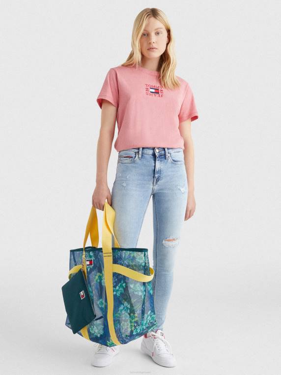 חולצת טי עם לוגו בגזרה רגועה NX202748 ורד גן Tommy Hilfiger