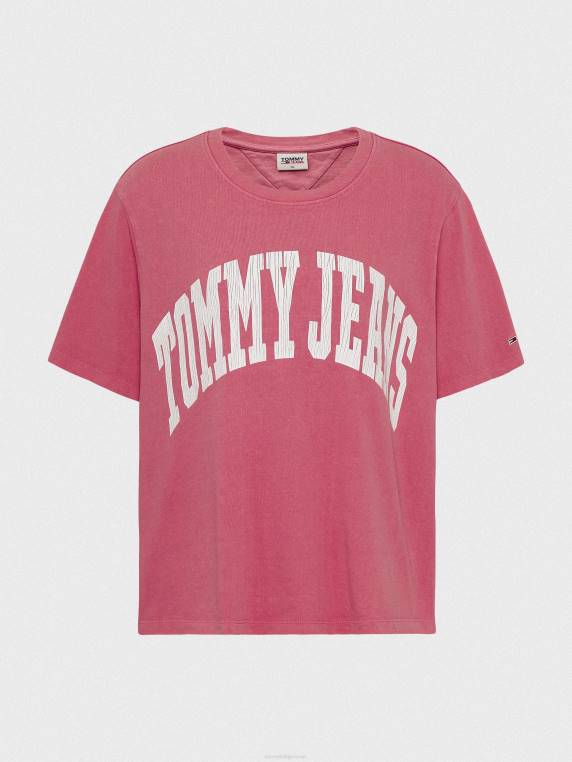 חולצת טריקו קצוצה אוברסייז עקומה NX202750 ורד גן Tommy Hilfiger