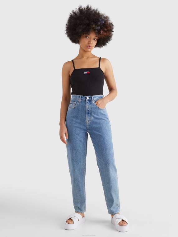 בגד גוף עם צווארון מרובע תג NX202752 שָׁחוֹר Tommy Hilfiger