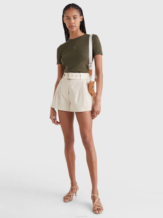 חולצת טריקו משי רקמת צמר NX202760 צבא ירוק Tommy Hilfiger