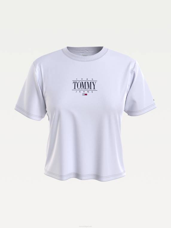 חולצת לוגו חתוכה חיונית NX202761 לבן Tommy Hilfiger