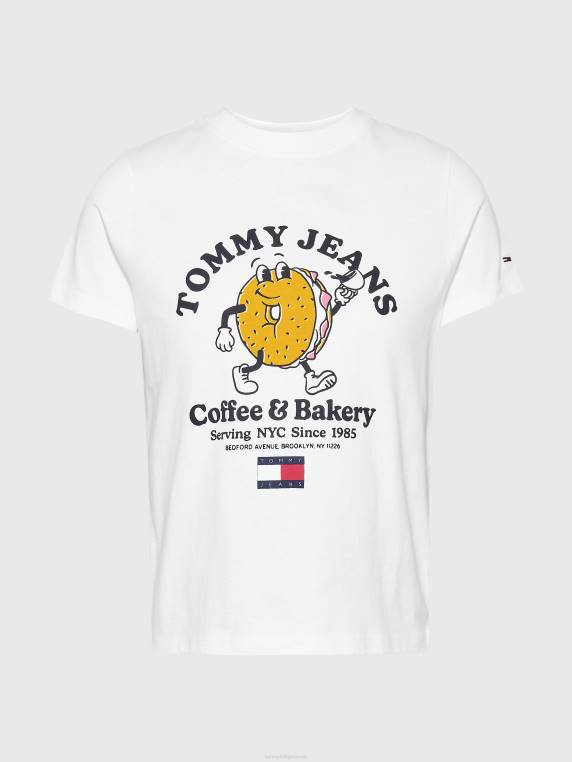 חולצת טריקו בהדפס בייגל NX202773 לבן Tommy Hilfiger