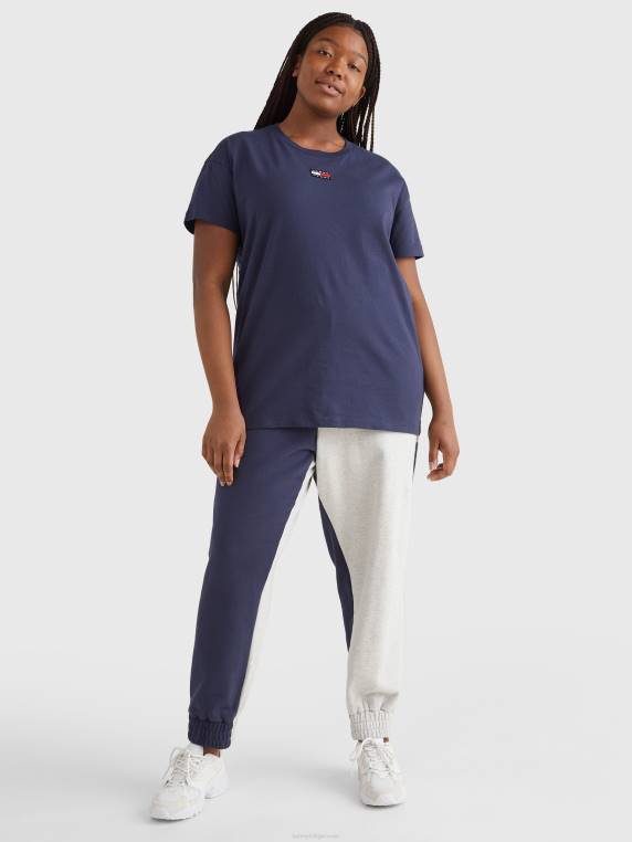 חולצת טי אוברסייז עם תג עקום NX202781 צי הדמדומים Tommy Hilfiger