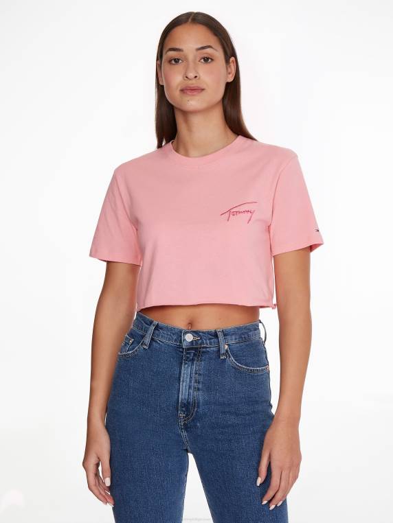 חולצת טריקו חתימה עם לוגו חתימה NX202782 ורוד טרי Tommy Hilfiger