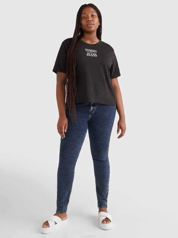 חולצת לוגו חיונית עם עקומה NX202790 שָׁחוֹר Tommy Hilfiger