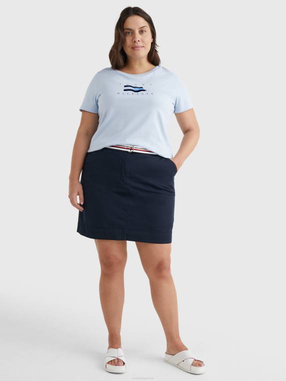 חולצת טריקו עם דגל עקומה NX202804 כחול מבריז Tommy Hilfiger