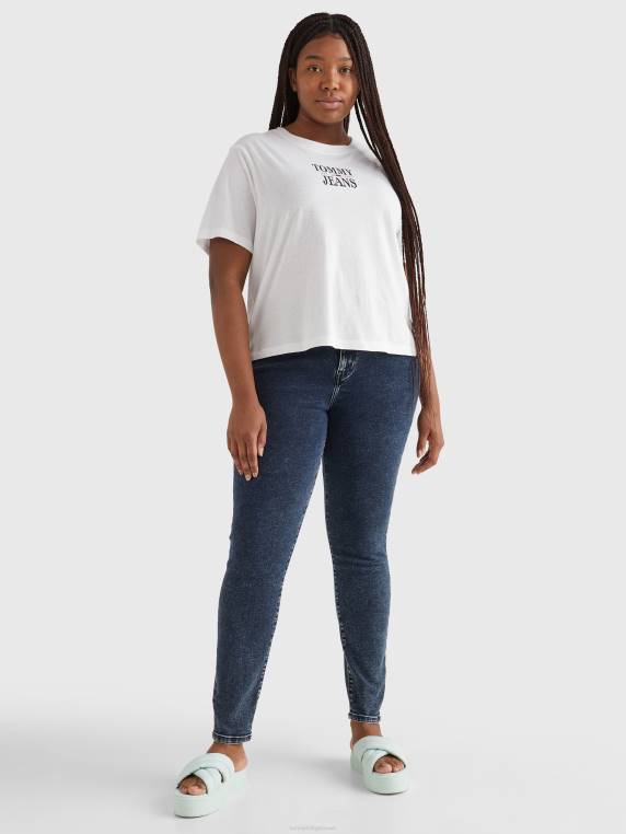 חולצת לוגו חיונית עם עקומה NX202805 לבן Tommy Hilfiger