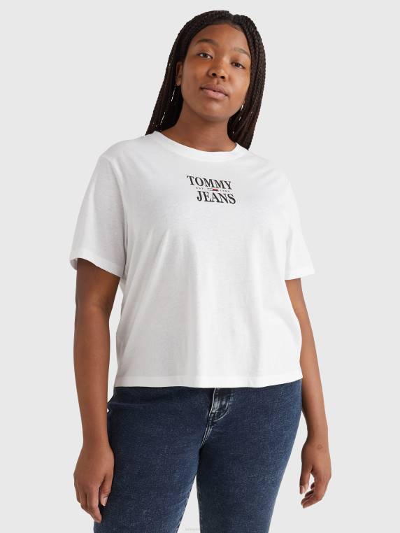 חולצת לוגו חיונית עם עקומה NX202805 לבן Tommy Hilfiger