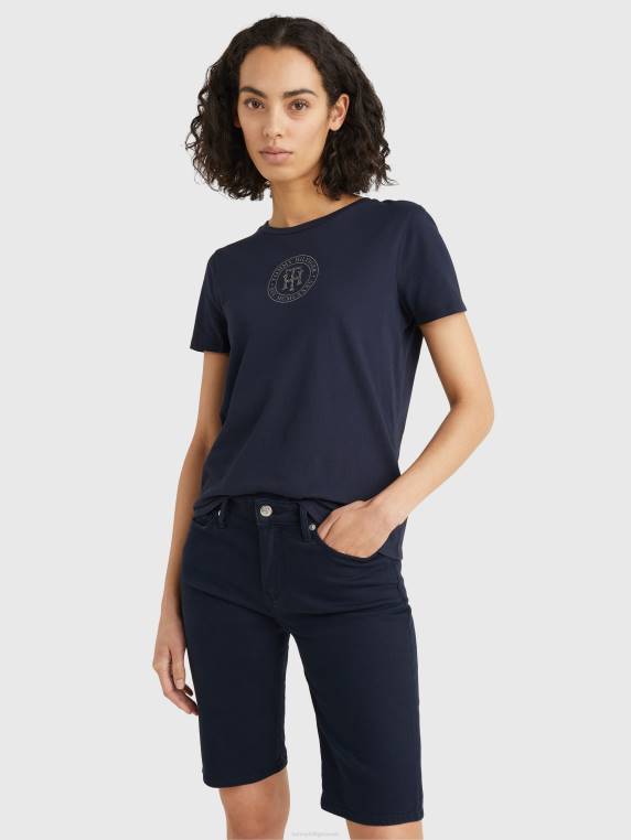 חולצת טריקו עם מונוגרמה קריסטל NX202810 שמיים מדבריים Tommy Hilfiger