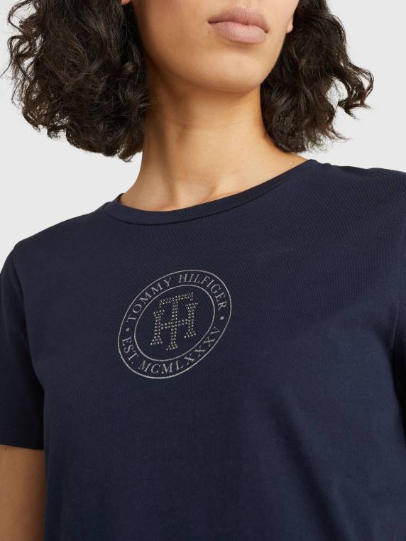 חולצת טריקו עם מונוגרמה קריסטל NX202810 שמיים מדבריים Tommy Hilfiger