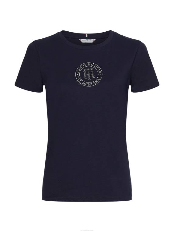 חולצת טריקו עם מונוגרמה קריסטל NX202810 שמיים מדבריים Tommy Hilfiger