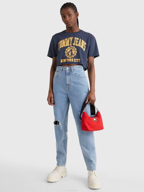 חולצת לוגו סופר קצוץ מכללה NX202815 צי הדמדומים Tommy Hilfiger