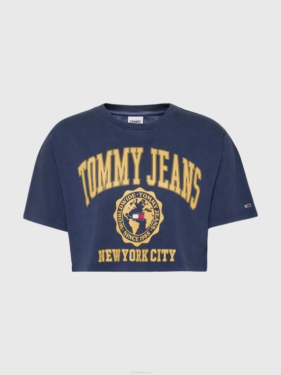 חולצת לוגו סופר קצוץ מכללה NX202815 צי הדמדומים Tommy Hilfiger