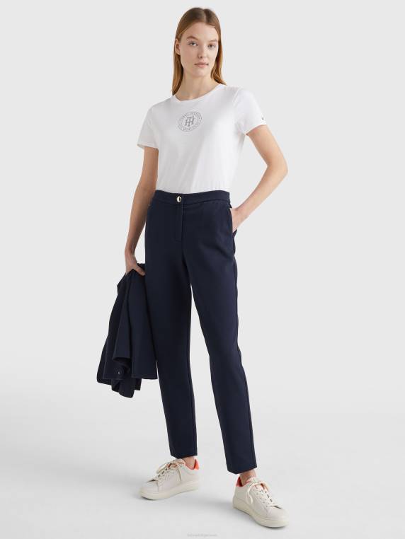 חולצת טריקו עם מונוגרמה קריסטל NX202821 האופטי הלבן Tommy Hilfiger