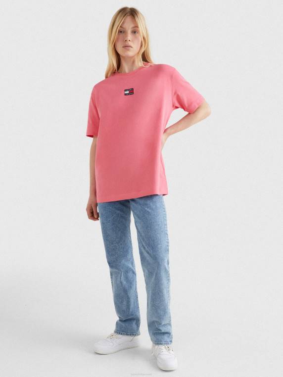 תג חולצת טריקו בכושר אוברסייז NX202824 ורד גן Tommy Hilfiger