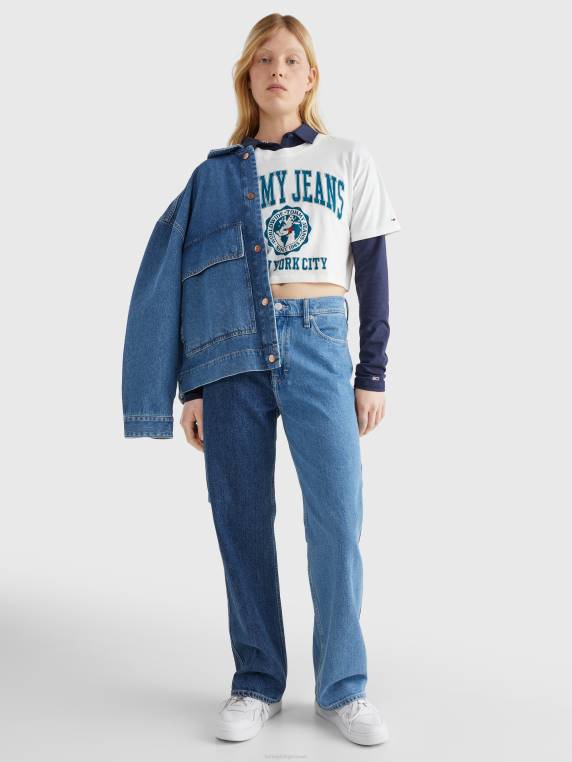 חולצת לוגו סופר קצוץ מכללה NX202825 אקרו Tommy Hilfiger