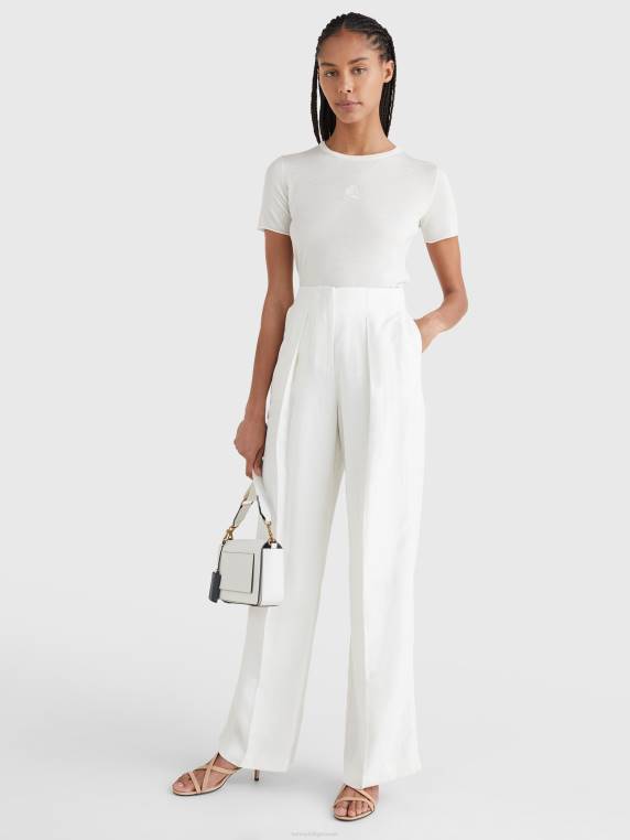 חולצת טריקו משי רקמת צמר NX202828 שֶׁנהָב Tommy Hilfiger