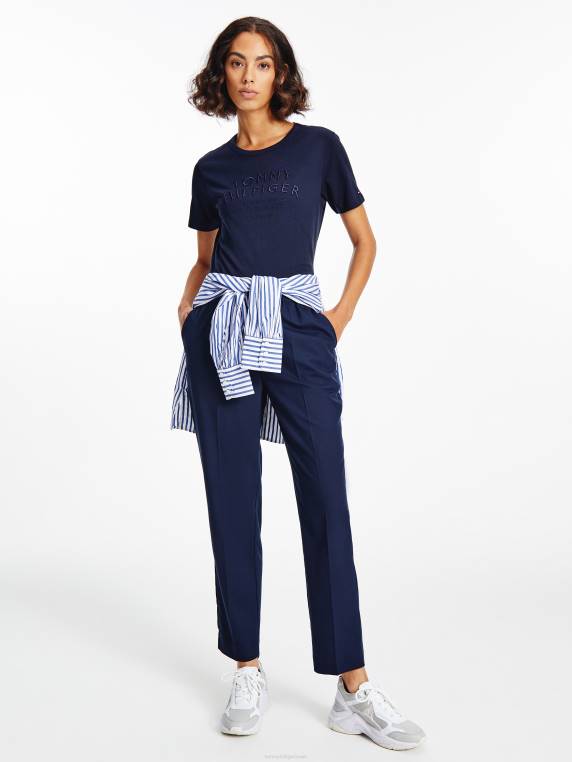 חולצת טריקו רקמת כותנה אורגנית טהורה NX202860 שמיים מדבריים Tommy Hilfiger