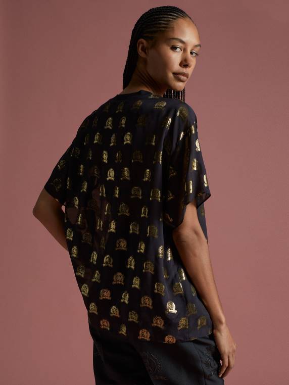 חולצת טי-שירט של אוסף קרסט ויסקוזה NX202861 שָׁחוֹר Tommy Hilfiger