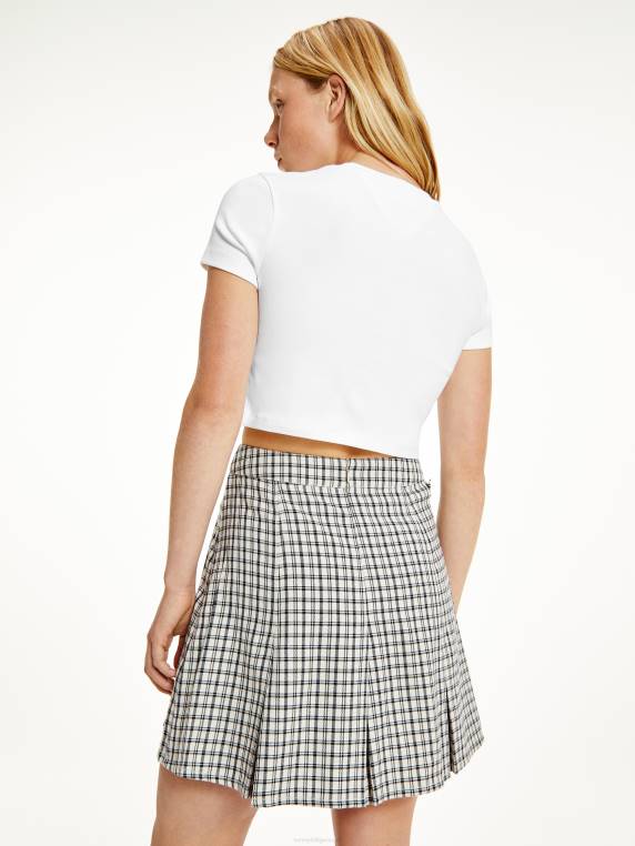 חולצת טריקו קצוצה לוגו NX202865 לבן Tommy Hilfiger