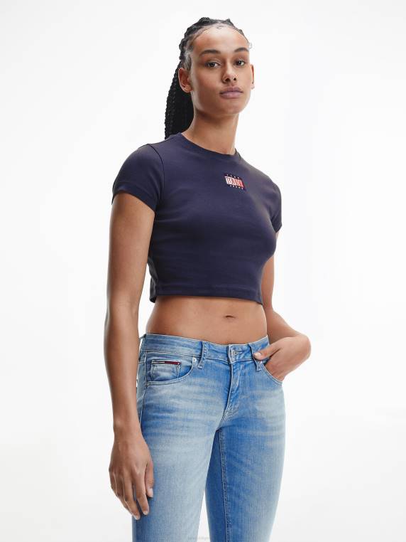 חולצת טריקו קצוצה לוגו NX202869 צי הדמדומים Tommy Hilfiger