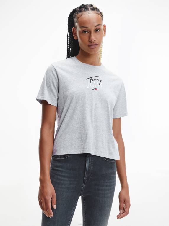 טי לוגו חיוני קלאסי NX202876 אברש אפור בהיר Tommy Hilfiger