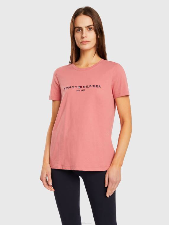 חולצת טריקו חיונית עם צווארון צווארון NX202883 ורוד אנגלי Tommy Hilfiger