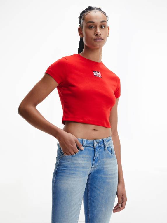 חולצת טריקו קצוצה לוגו NX202887 צי הדמדומים Tommy Hilfiger