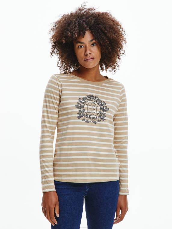 טי פסים עם שרוול ארוך NX202890 פס ברטון/בז' אקרו Tommy Hilfiger