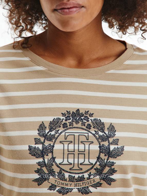 טי פסים עם שרוול ארוך NX202890 פס ברטון/בז' אקרו Tommy Hilfiger