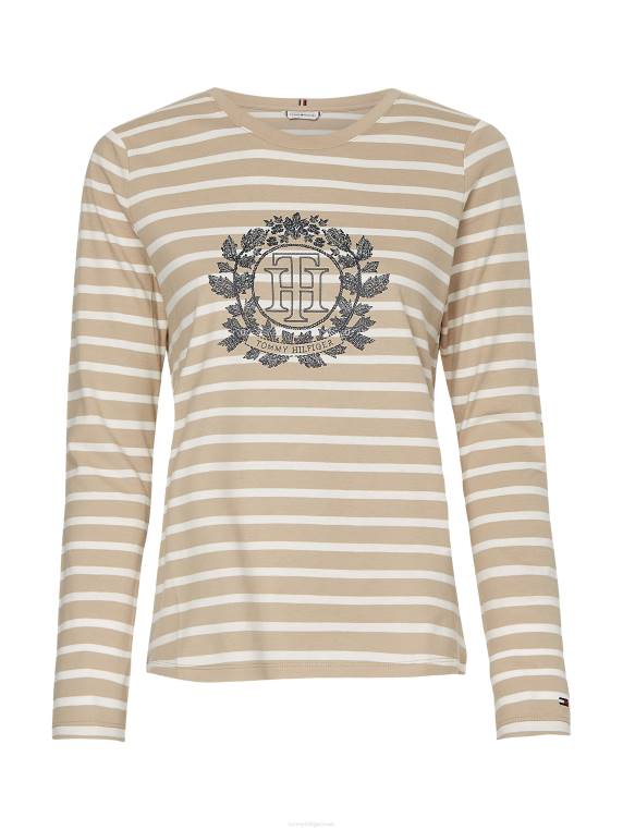 טי פסים עם שרוול ארוך NX202890 פס ברטון/בז' אקרו Tommy Hilfiger
